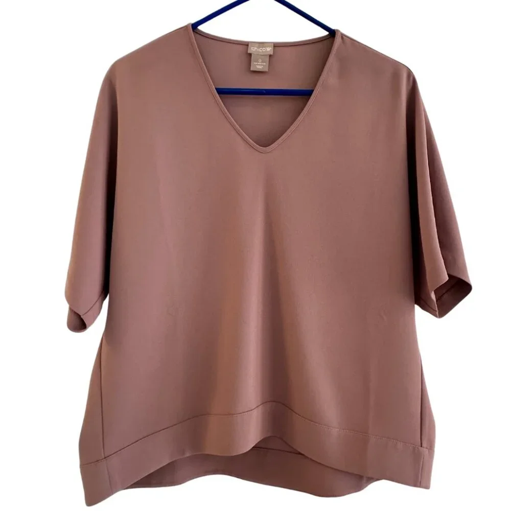 Chico’s V-Neck Kimono Top Size 0 Mauve / Dusty Rose New With Tags - Picture 1 of 6